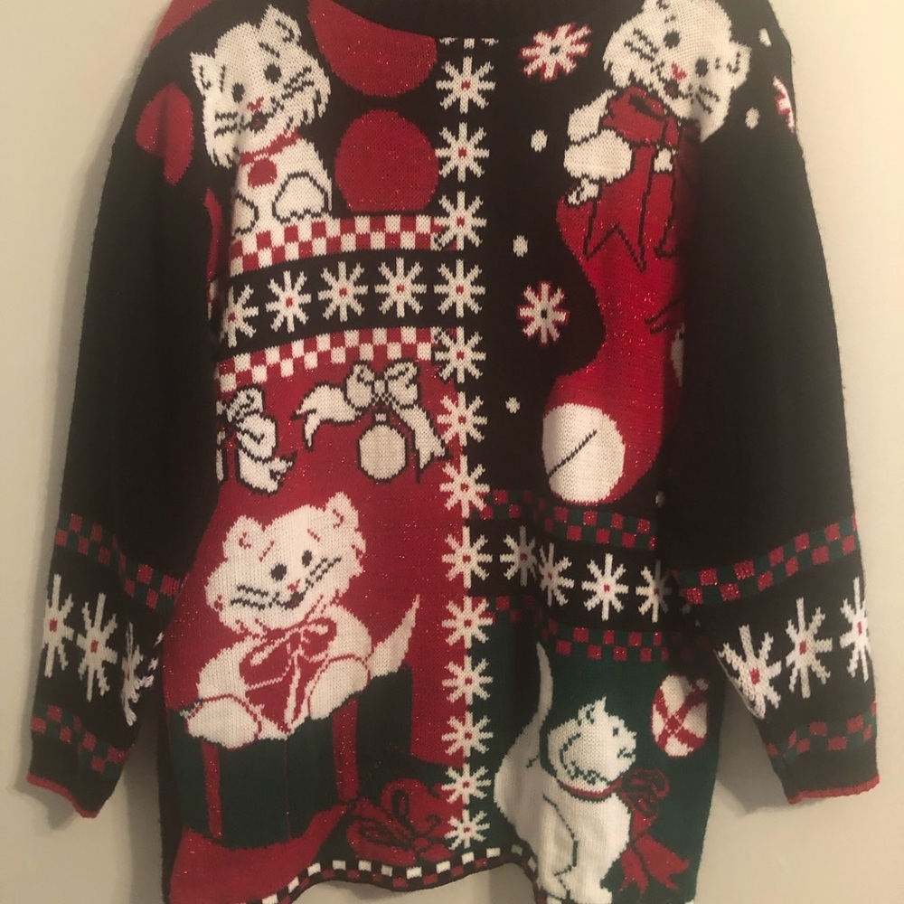 Vintage Christmas Cat Sweater